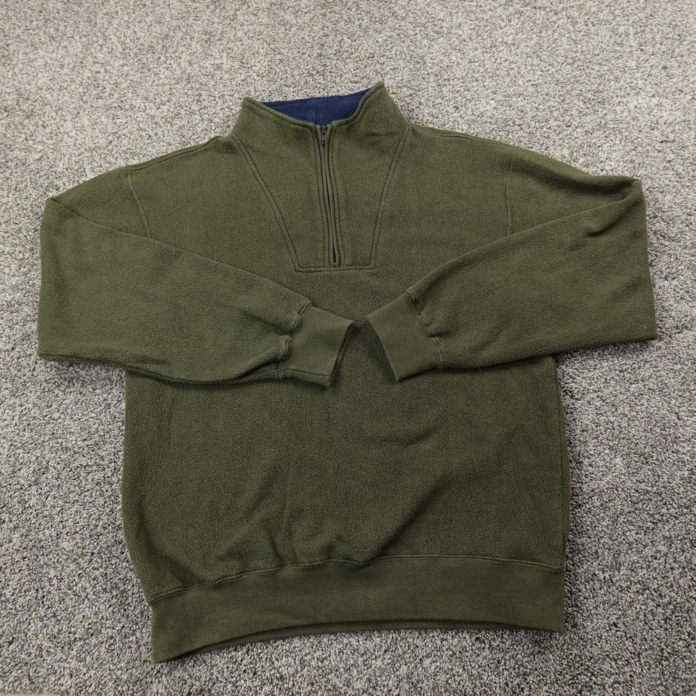 Orvis Sweater Mens M Green Pullover 1/4 Zip Outdoors Hiking FIshing Sweatshirt